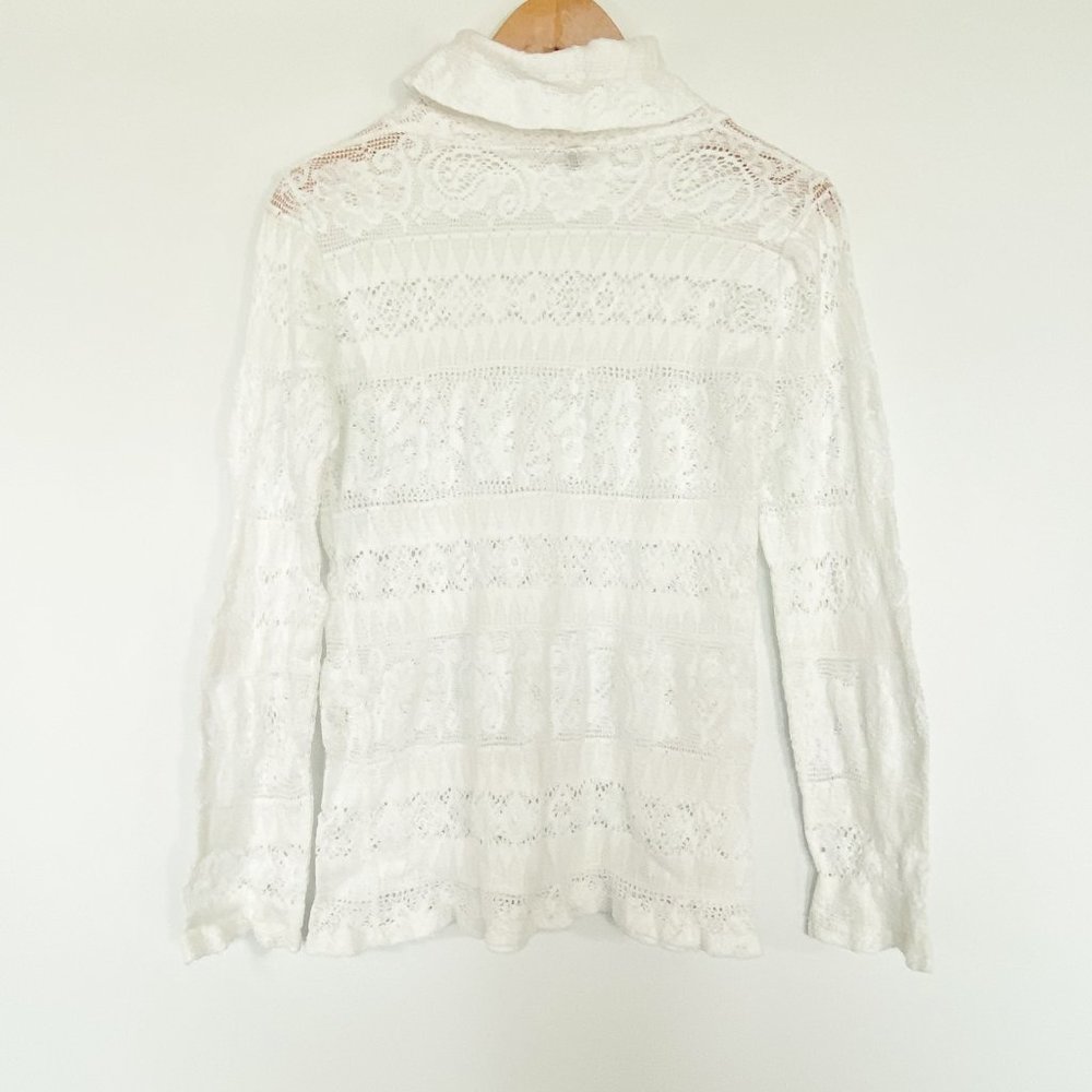 Anthropologie Load NY Off-white Crochet & Lace Turtleneck Blouse - Picture 7 of 10
